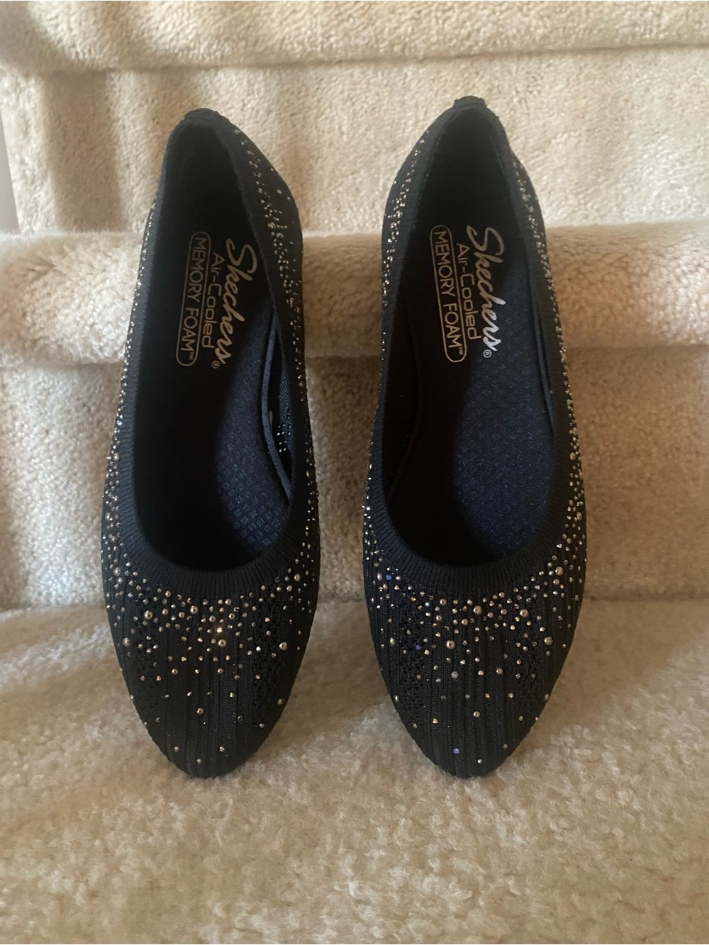 Skechers Black Embellished Slip-On Ballet Flats - Picture 2 of 4